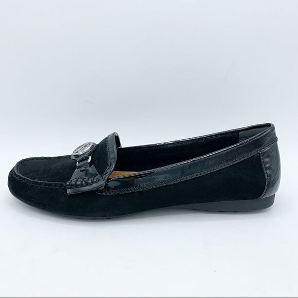 Coach Black Fonda Black Suede and Patent Leather Loafers Flats Driving Moc 6.5 - Picture 3 of 16